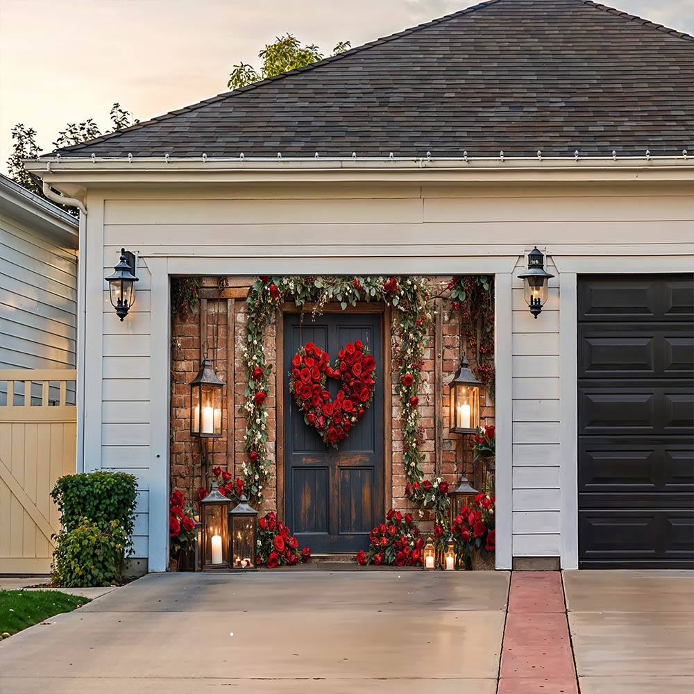 Lorva Garage Door Banner Decoration Hearts & Roses Romance