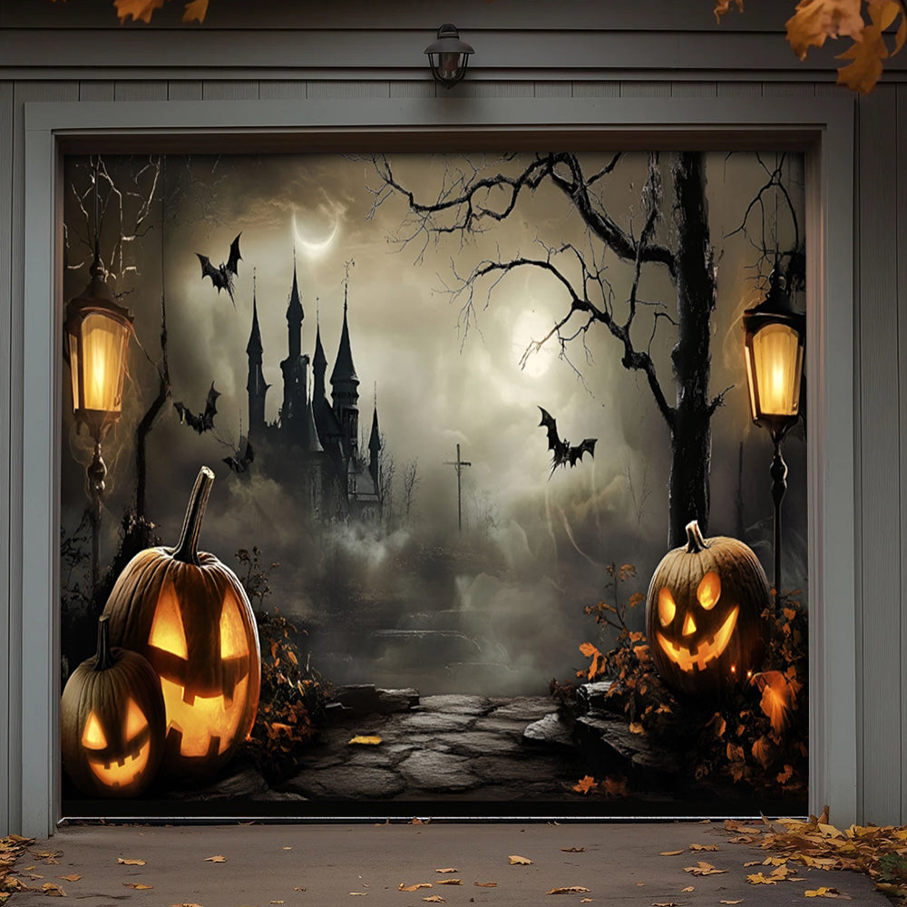 Lorva Halloween Garage Door Banner Decoration Haunted Manor Halloween