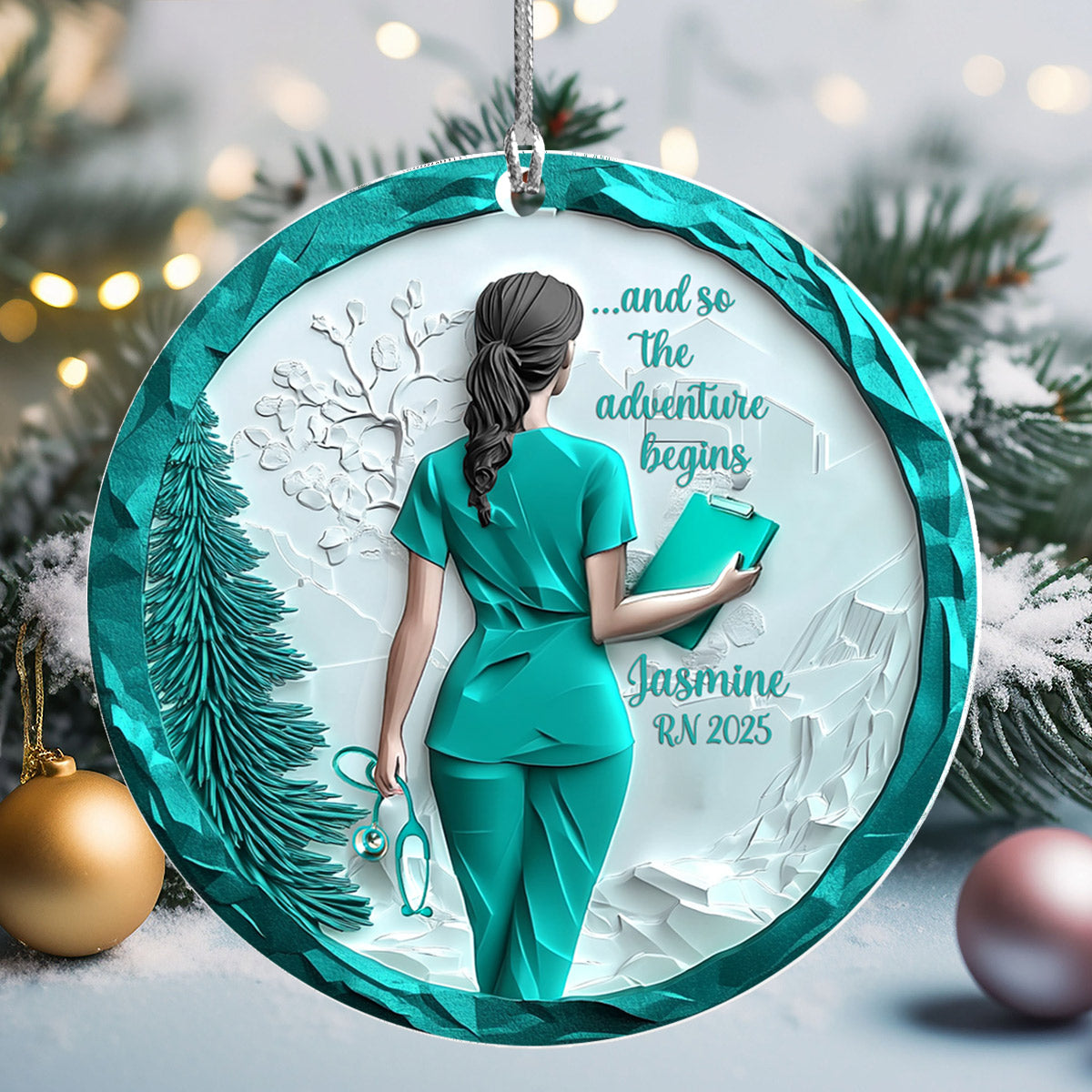 Lorva Nurse 2D Acrylic Ornament Personalized And So The Adventure Begins