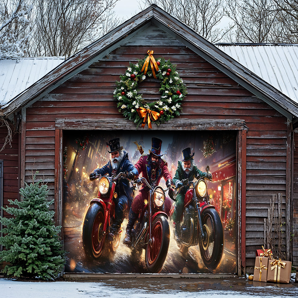 Lorva Christmas Door Banner Decoration Nightmare Nutcracker Motorcycle