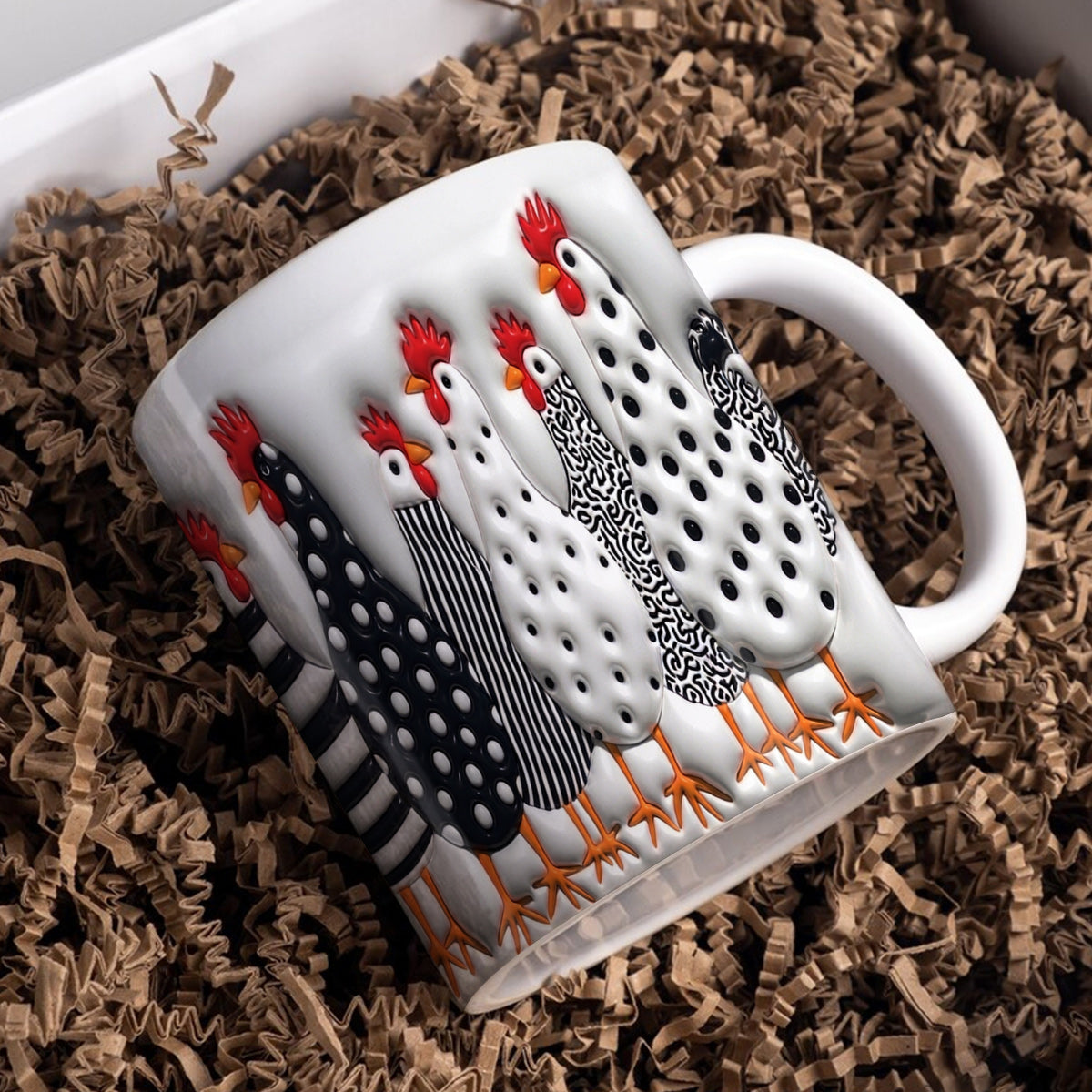 Lorva Flat Print Mug Amazing Chickens