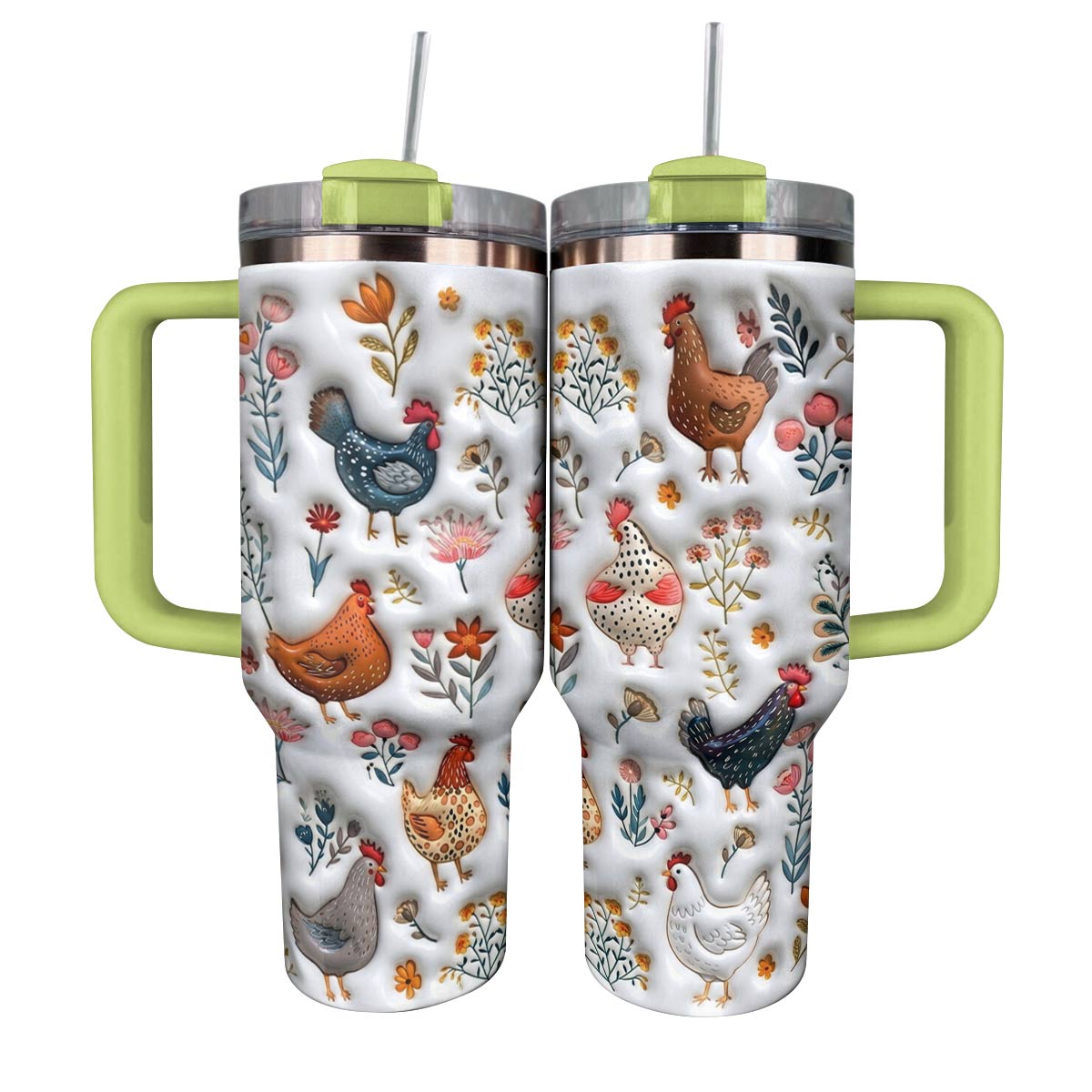 Lorva Tumbler Cute Floral Chickens
