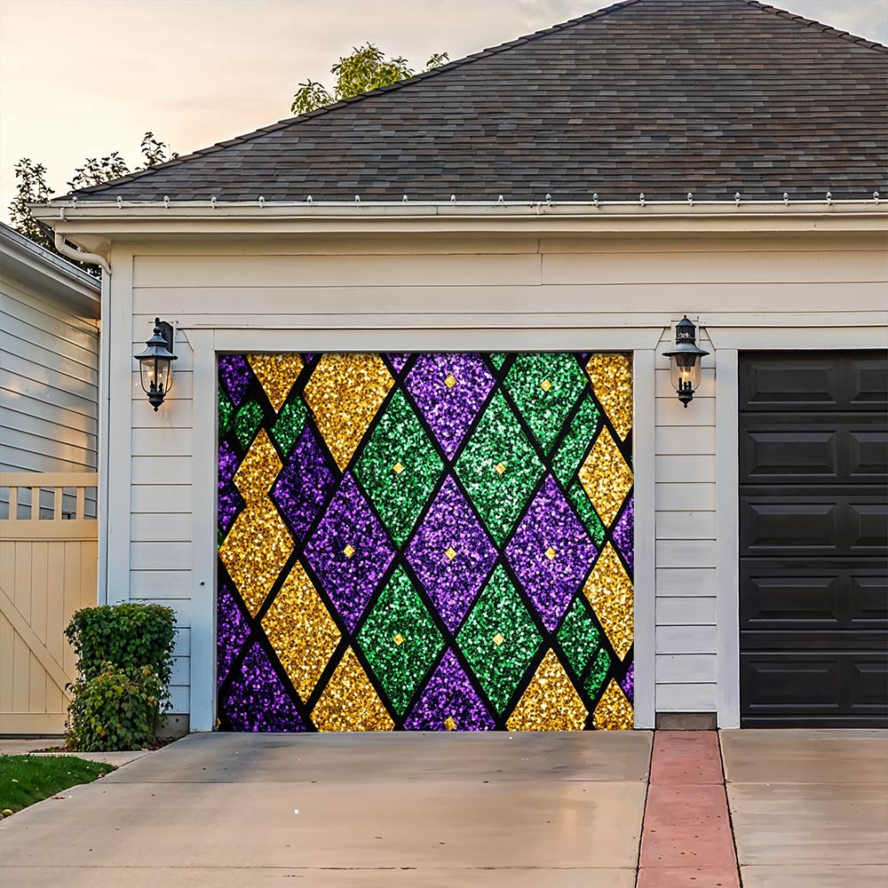 Lorva Mardi Gras Garage Door Banner Decoration