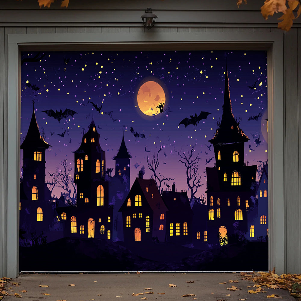 Lorva Halloween Garage Door Banner Decoration Night