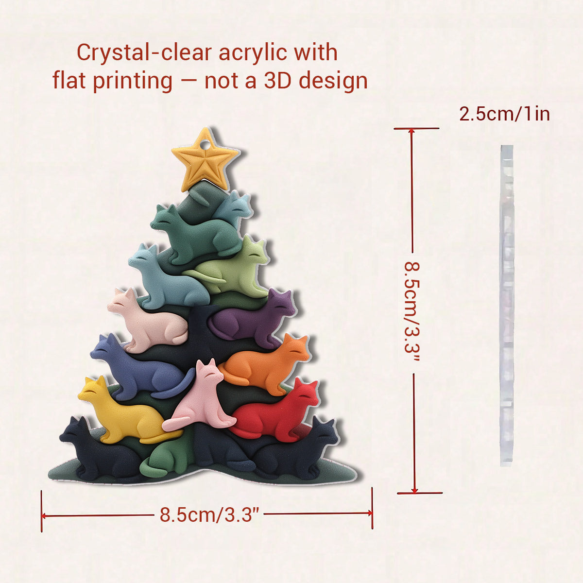 Lorva Cat 2D Acrylic Ornament Colorful Whisker Harmony