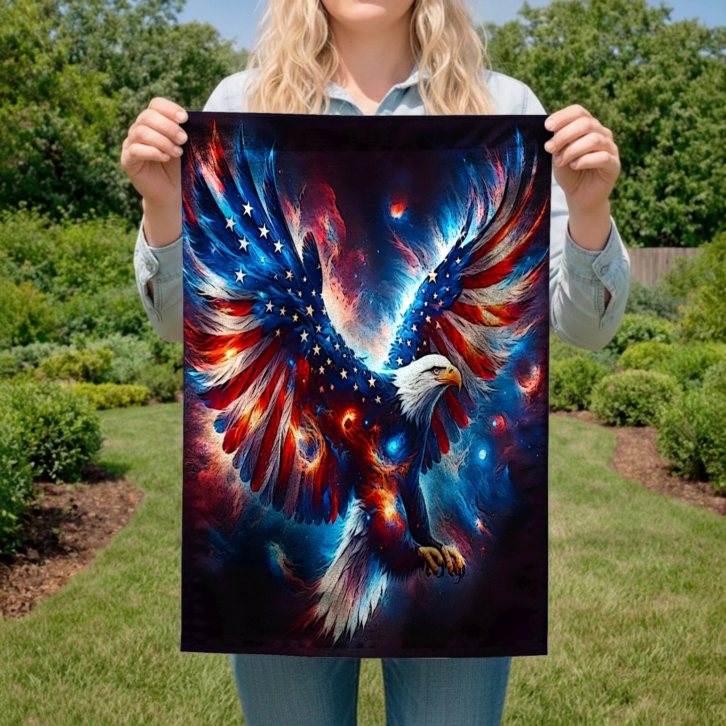 Lorva Garden America Flag Strongest Eagle