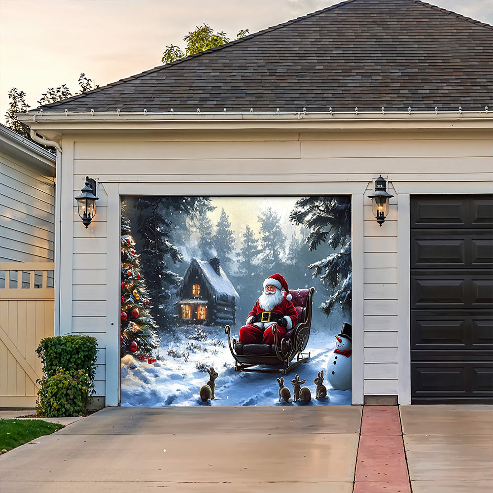 Lorva Christmas Garage Door Banner Decoration Santa’s Midnight Christmas