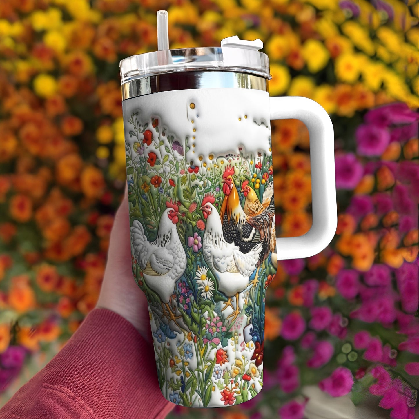 Lorva Chicken Tumbler Happy Field Flowers