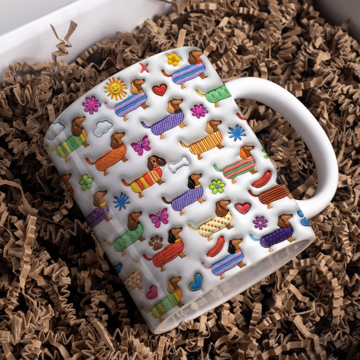 Lorva Dachshund Flat Print Mug Happy Day