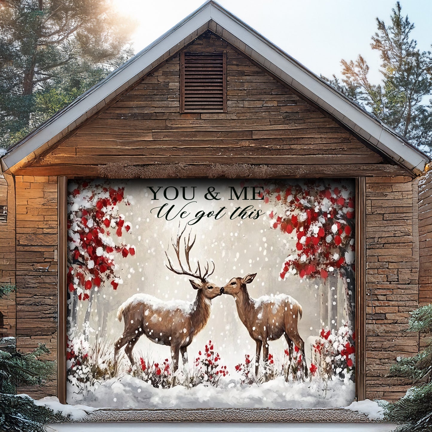 Lorva Deer Garage Door Banner Decoration Everlasting Love