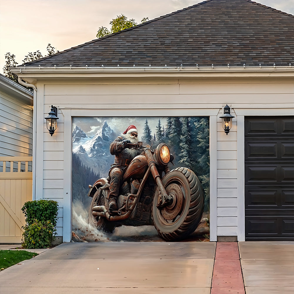 Lorva Christmas Garage Door Banner Decoration Santa’s Thunder Run