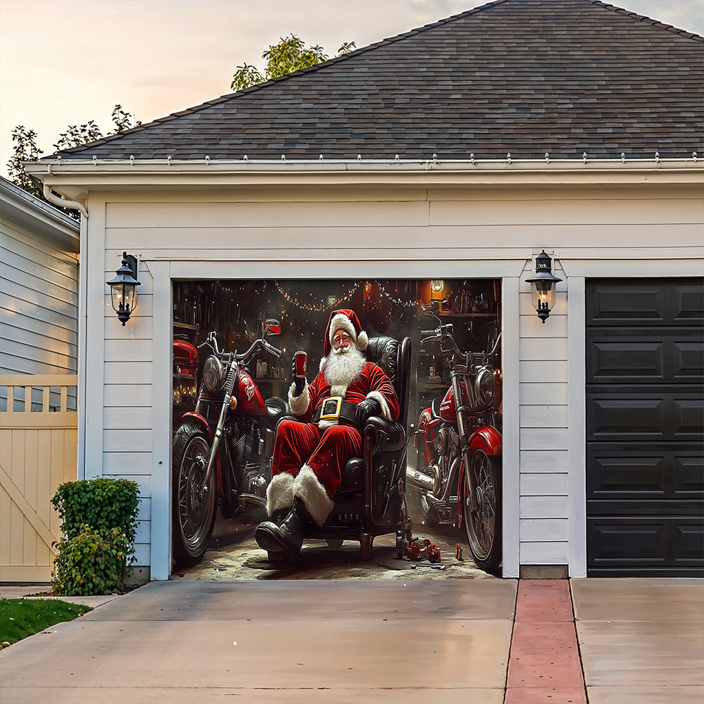 Lorva Christmas Garage Door Banner Decoration Santa’s Holiday Ride Garage