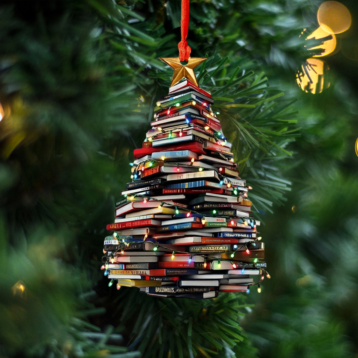 Lorva Reading Acrylic Ornament Bookmas Tree