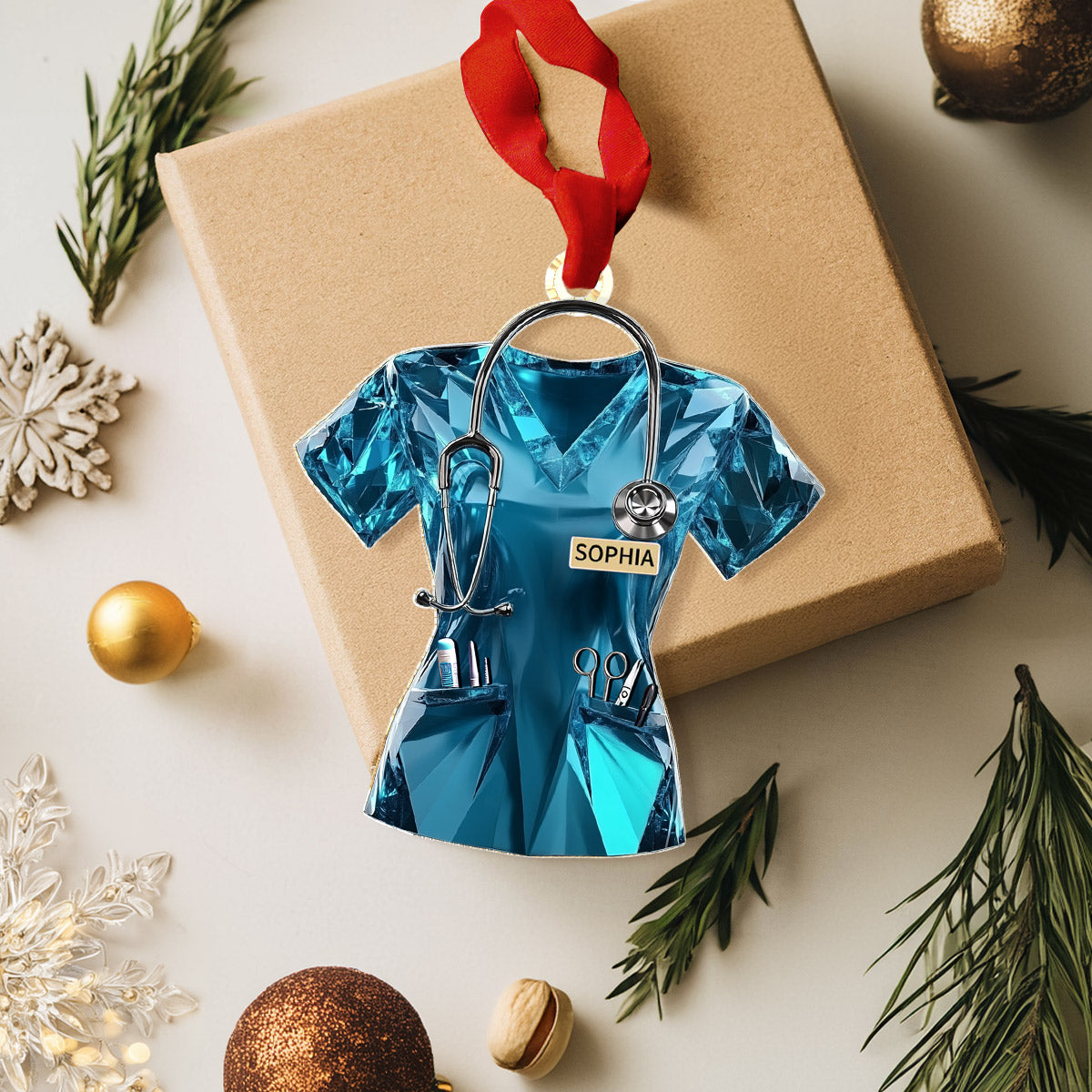 Lorva Nurse 2D Acrylic Ornament Personalized Crystal Scrub