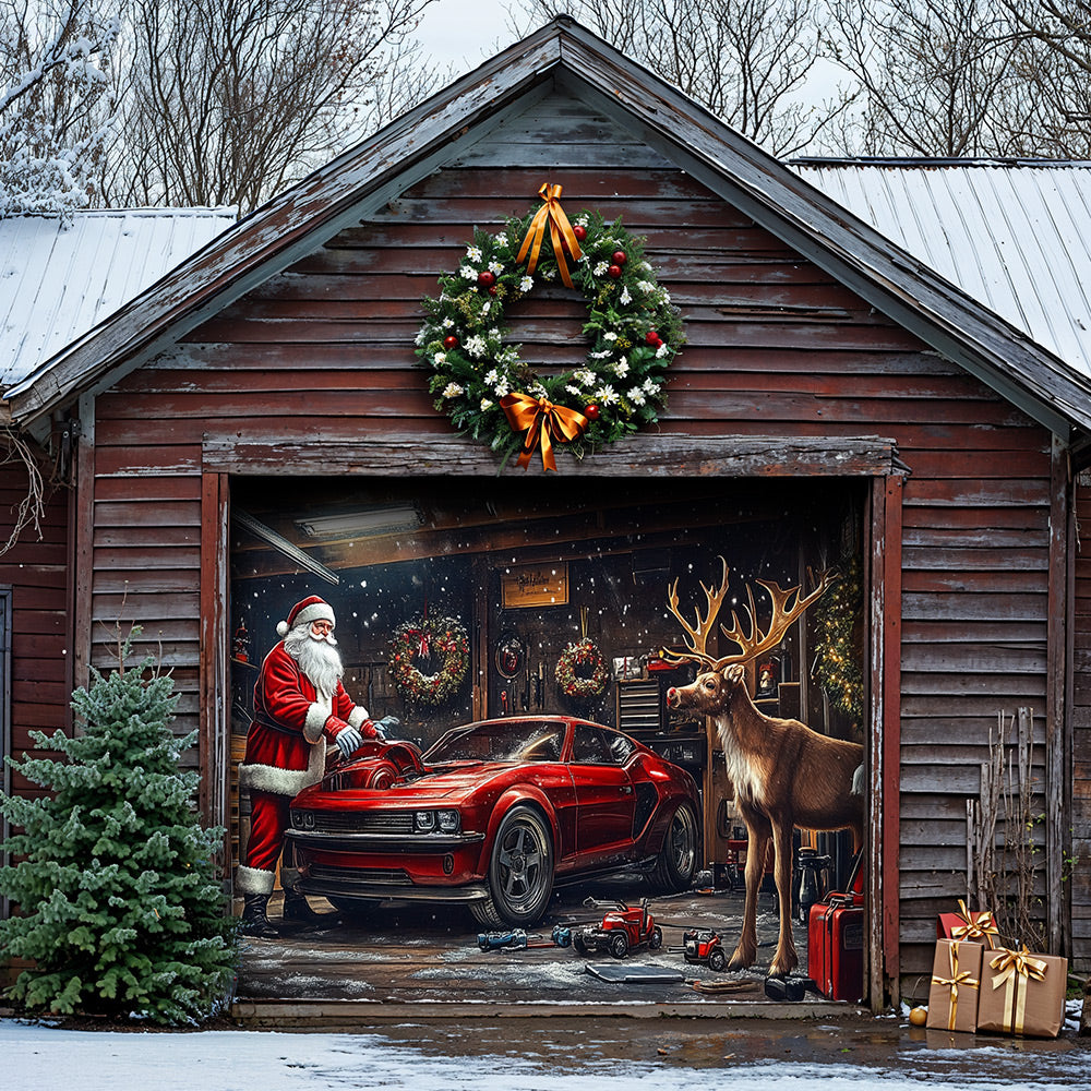 Lorva Christmas Garage Door Banner Decoration The Reindeer Motorworks