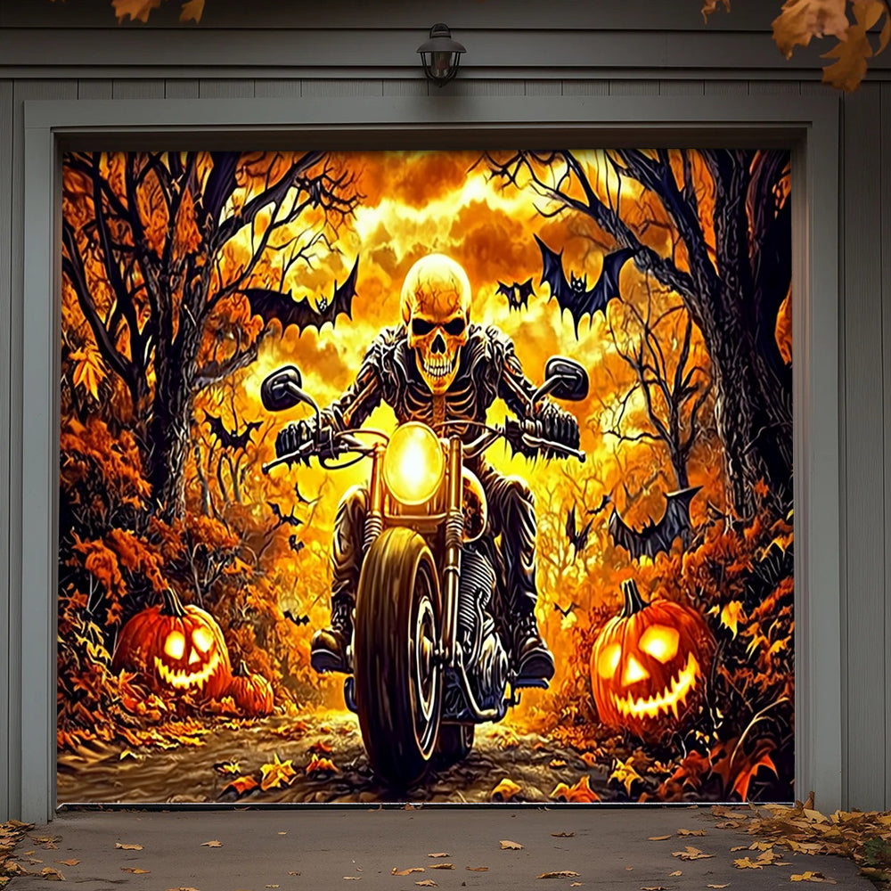 Lorva Halloween Garage Door Banner Decoration Born To Ride Built For Halloween