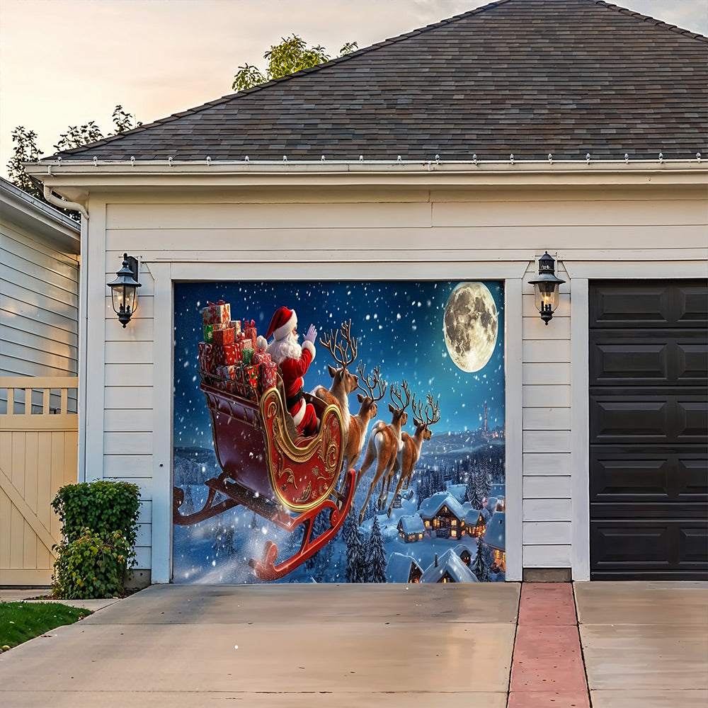 Lorva Christmas Garage Door Banner Decoration Santa’s Holiday Express