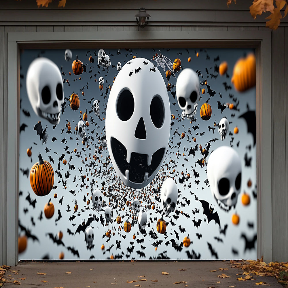 Lorva Halloween Garage Door Banner Decoration Spooky Skull Frenzy