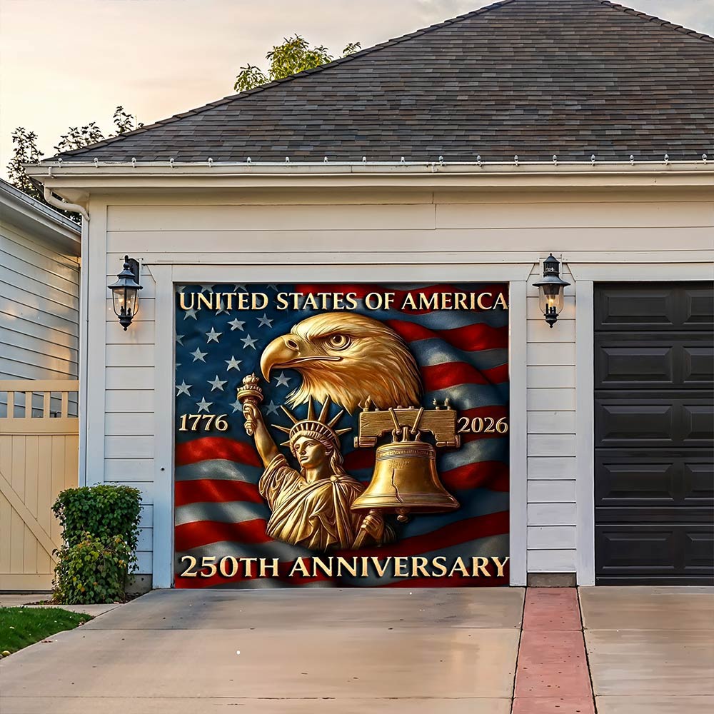 Lorva Garage Door Banner Decoration America 250th Anniversary