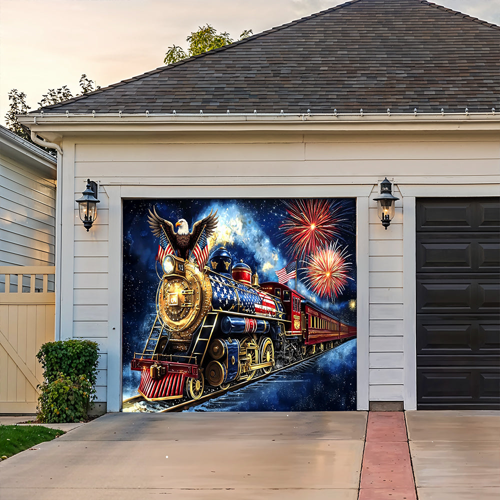 Lorva Patriotic Garage Door Banner Decoration Eagle Of The Rails