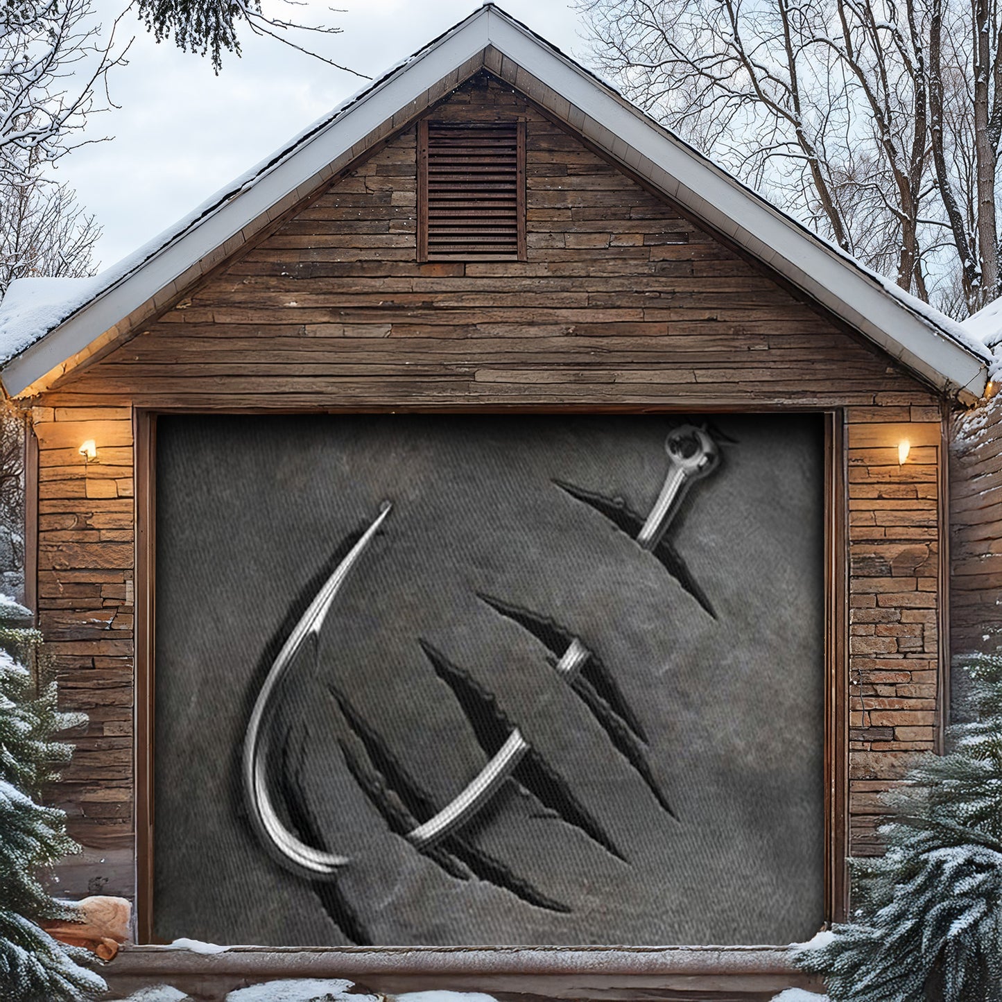 Lorva Fishing Garage Door Banner Decoration Reel Big Catch