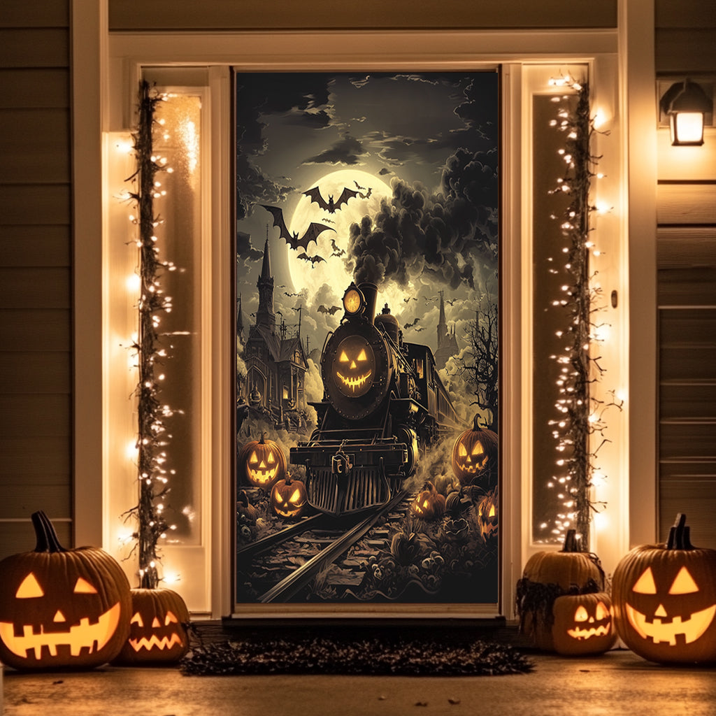 Lorva Halloween Door Cover Pumpkin Express Halloween