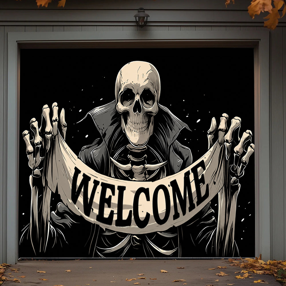 Lorva Halloween Garage Door Banner Decoration Skeleton Welcome