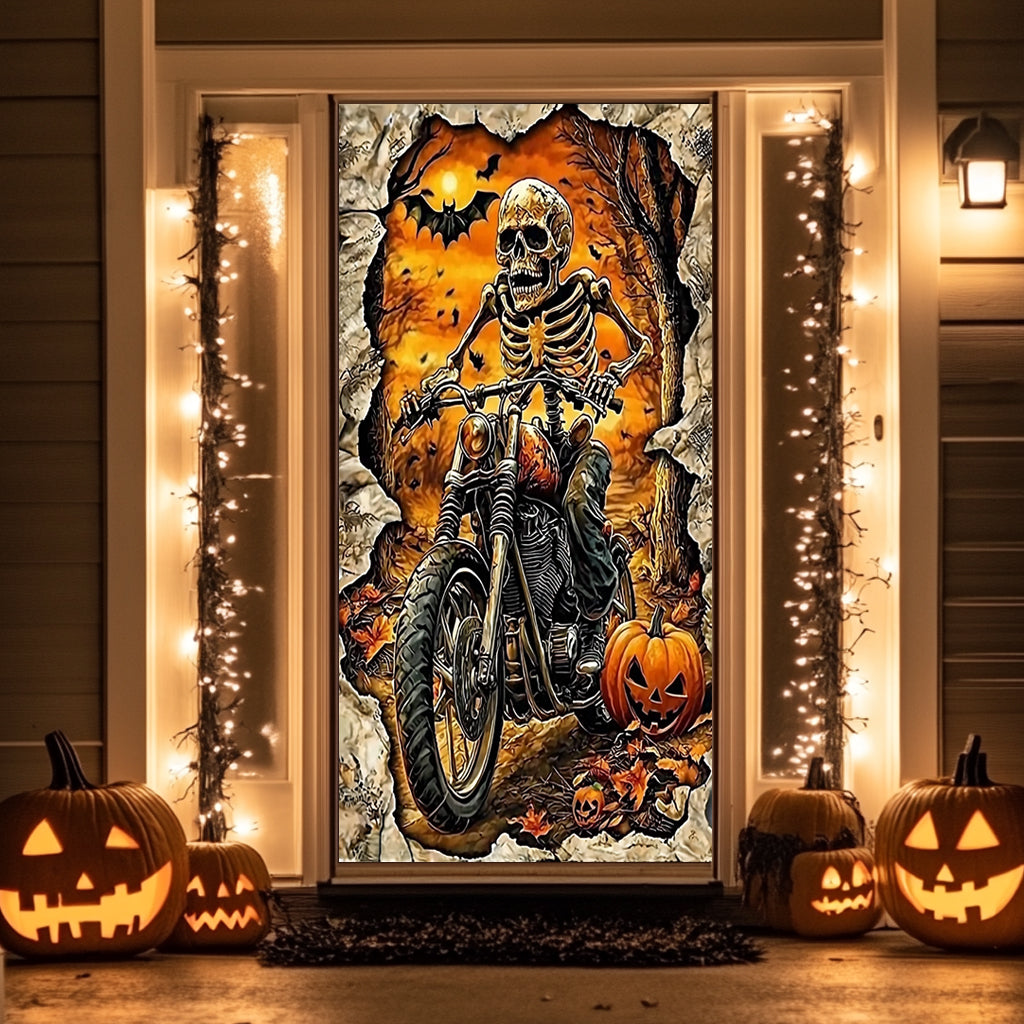 Lorva Halloween Door Cover Skeleton Rider’s Halloween Ride