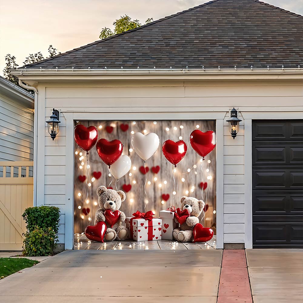 Lorva Garage Door Banner Decoration Bear Valentine