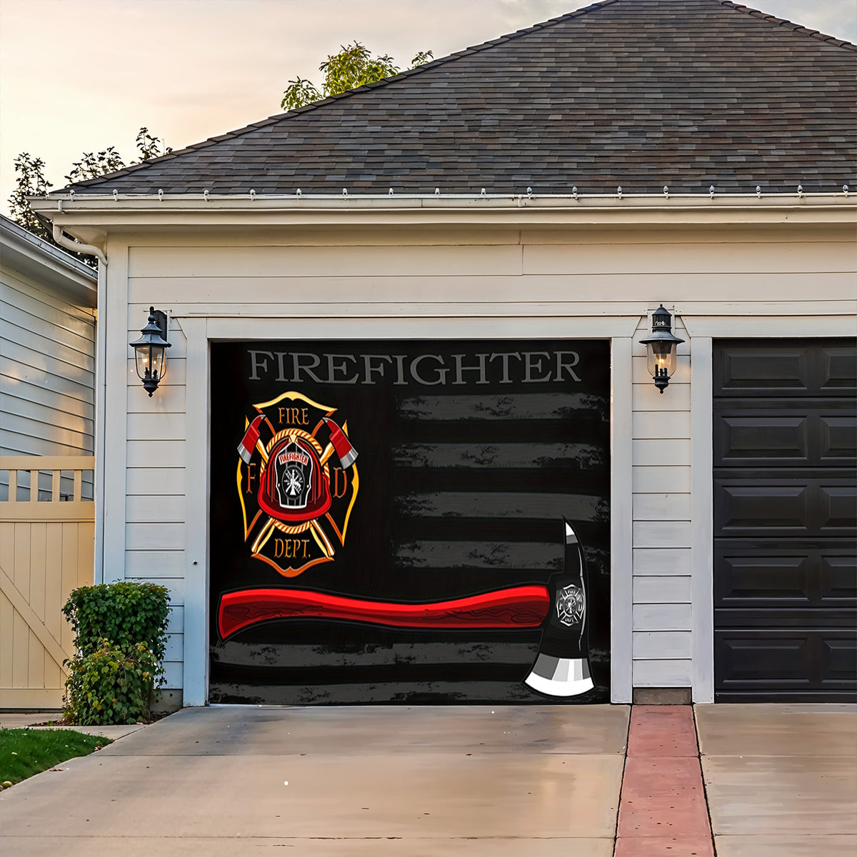 Lorva Garage Door Banner Decoration The Bravery Brew Firefighter