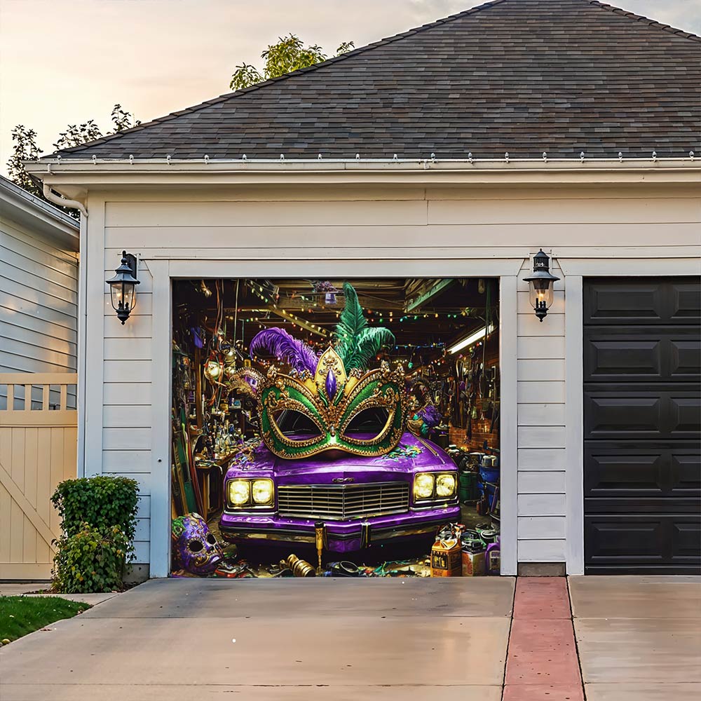 Lorva Mardi Gras Garage Door Banner Decoration