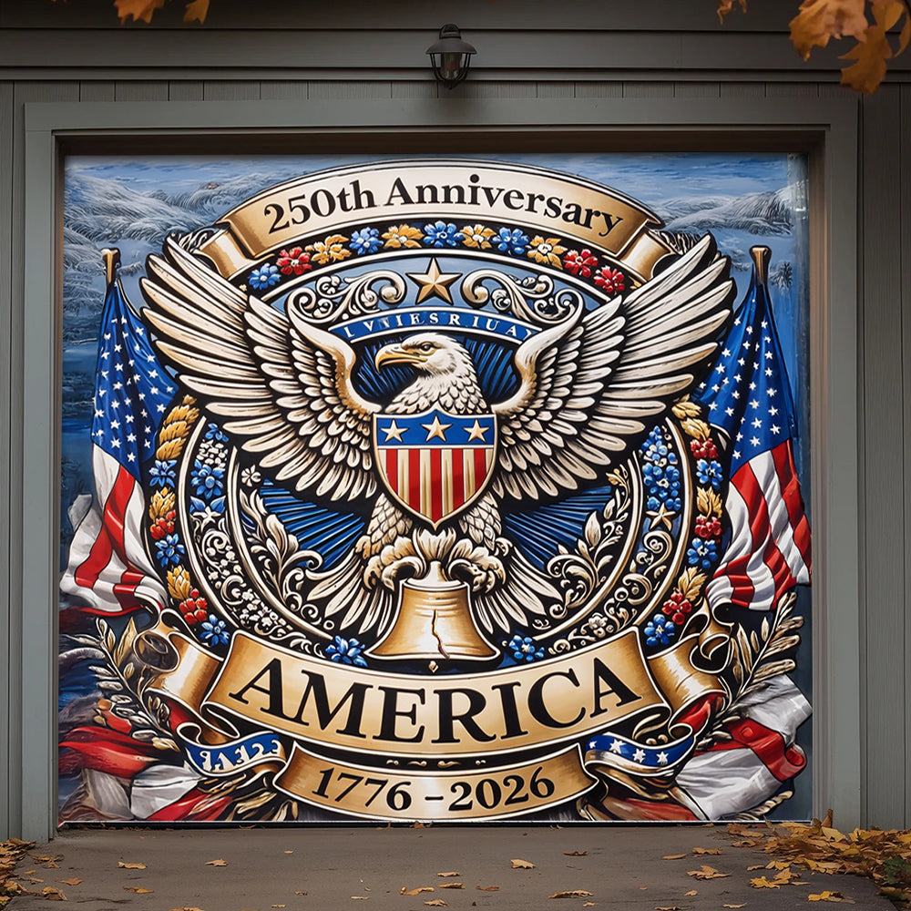 Lorva Garage Door Banner Decoration 250 Years of American's Power
