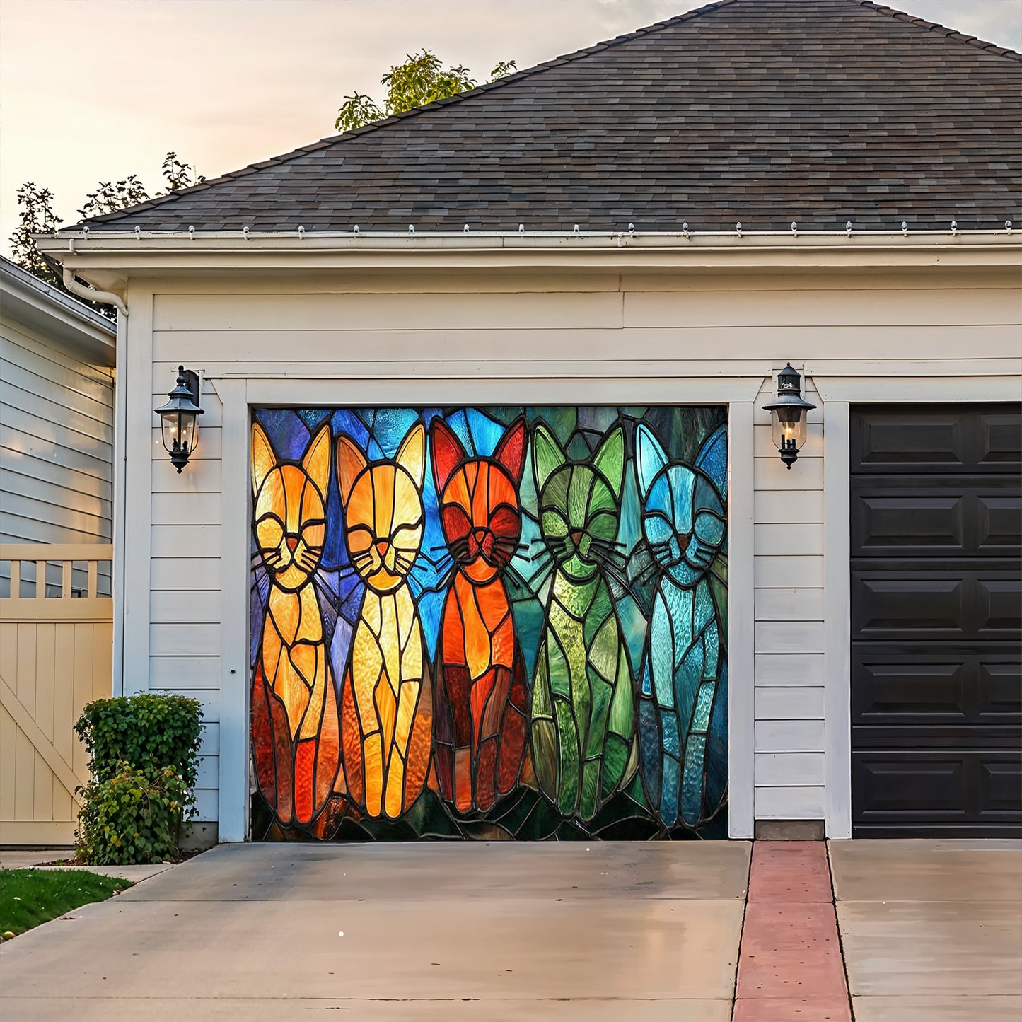 Lorva Cat Garage Door Banner Decoration Welcome