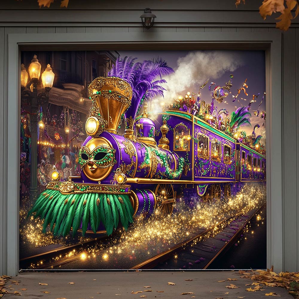 Lorva Garage Door Banner Decoration Masked Carnival Express