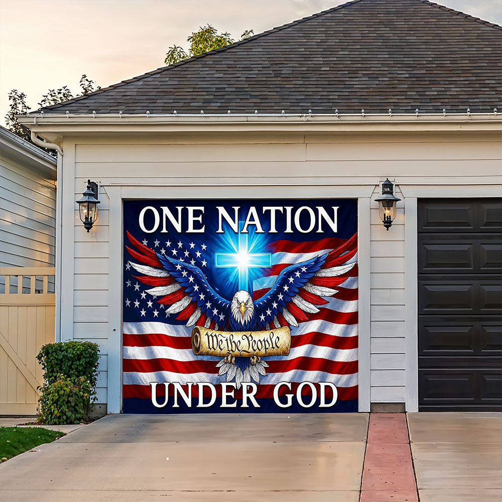 Lorva Patriotic Garage Door Banner Decoration In God We Stand