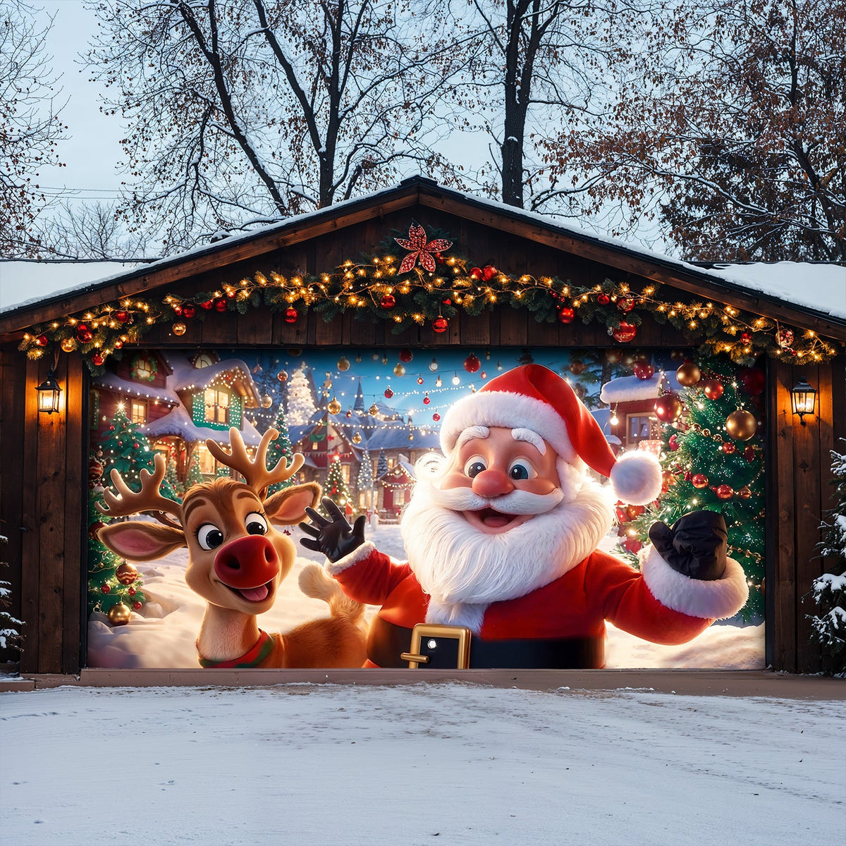 Lorva Christmas Garage Door Banner Decoration Friends