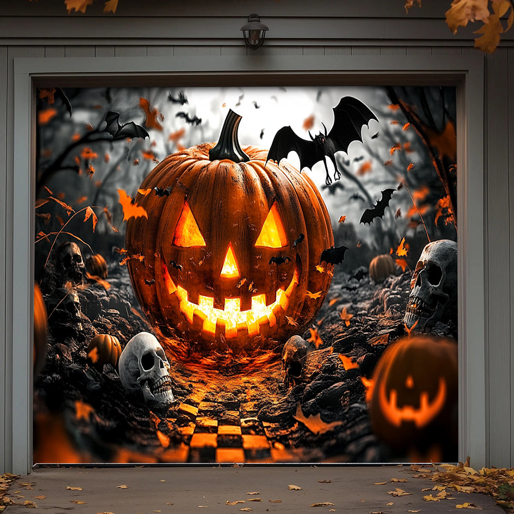 Lorva Halloween Garage Door Banner Decoration Grinning Jack Halloween