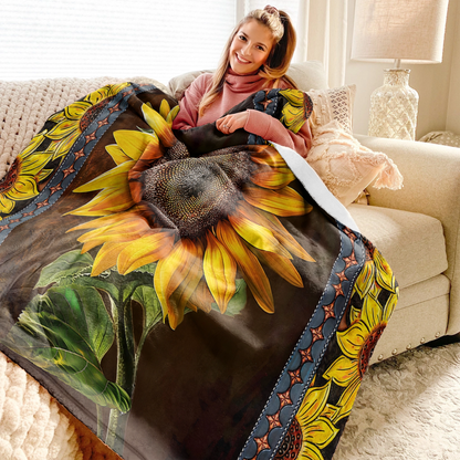 Lorva Sunflower Fleece Blanket Faith Hope