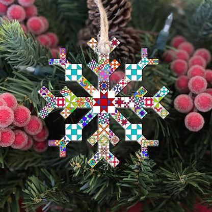 Lorva Quilting 2D Acrylic Ornament Colorful Quilting Blocks Snowflake