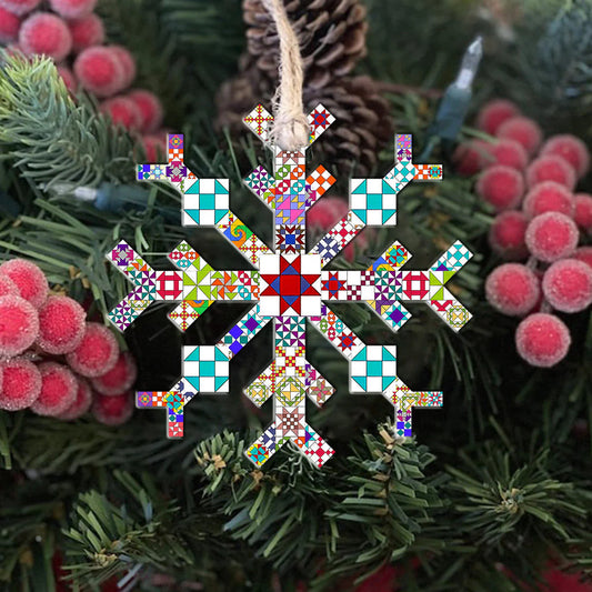 Lorva Quilting 2D Acrylic Ornament Colorful Quilting Blocks Snowflake