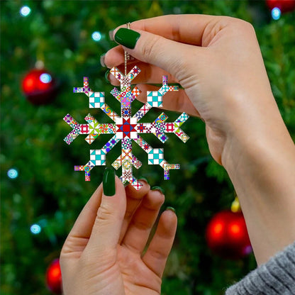 Lorva Quilting 2D Acrylic Ornament Colorful Quilting Blocks Snowflake