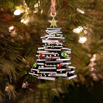 Lorva Reading Acrylic Ornament Book Christmas Tree