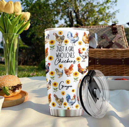 Lorva Chicken 20 Oz Tumbler Personalized Just A Girl Who Loves Chickens