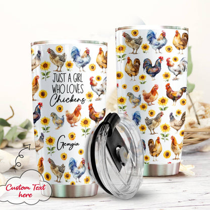 Lorva Chicken 20 Oz Tumbler Personalized Just A Girl Who Loves Chickens