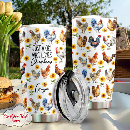 Lorva Chicken 20 Oz Tumbler Personalized Just A Girl Who Loves Chickens