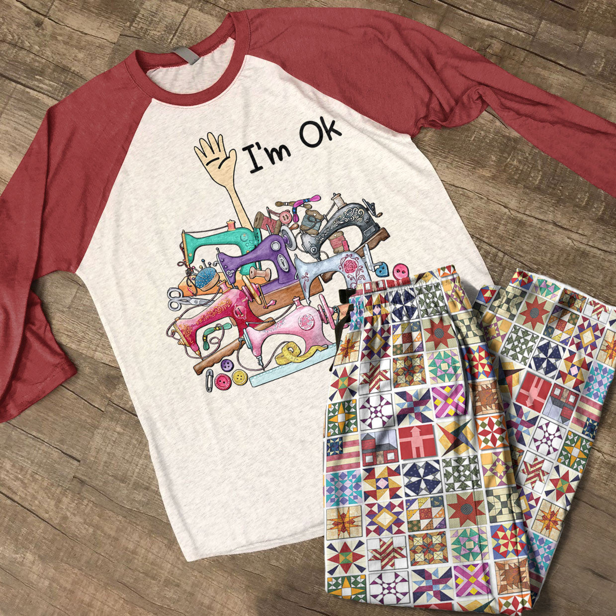 Lorva Sewing Lovers Raglan Lounge Pajamas I'm OK