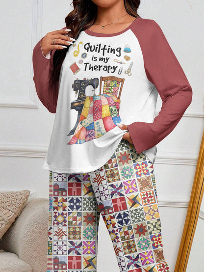 Lorva Raglan Lounge Pajamas Quilting Is My Therapy