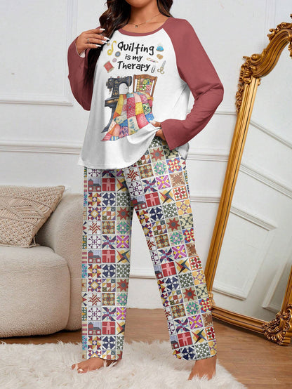 Lorva Raglan Lounge Pajamas Quilting Is My Therapy