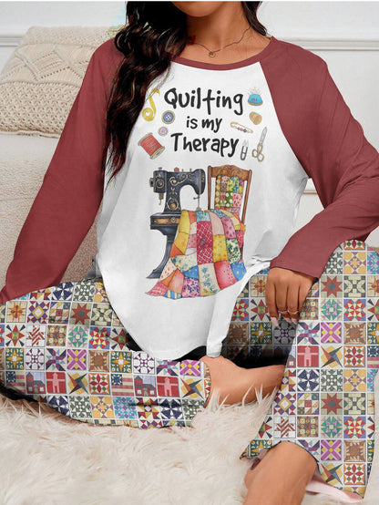 Lorva Raglan Lounge Pajamas Quilting Is My Therapy