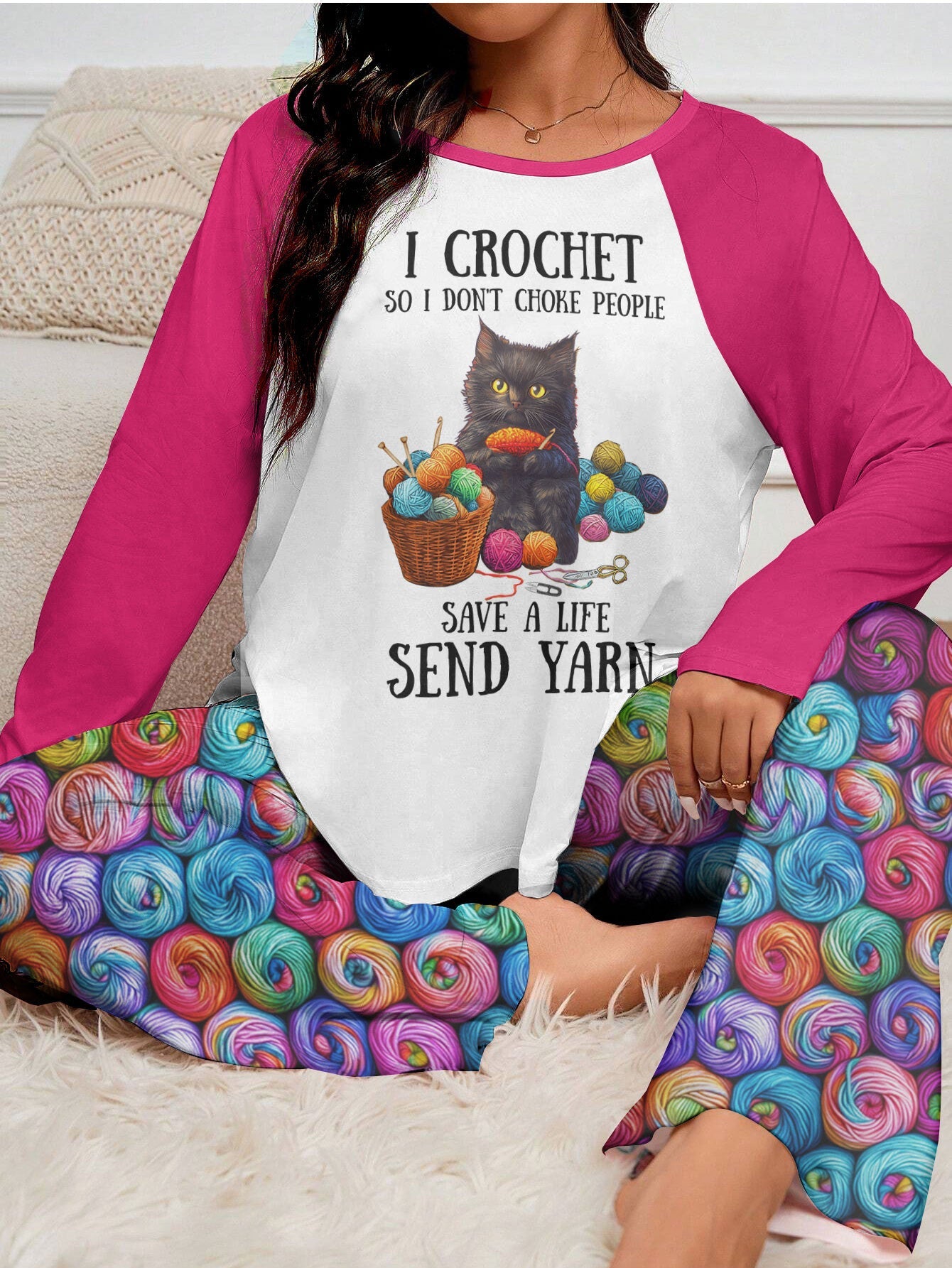 Lorva Raglan Lounge Pajamas I Crochet So I Don't Choke People
